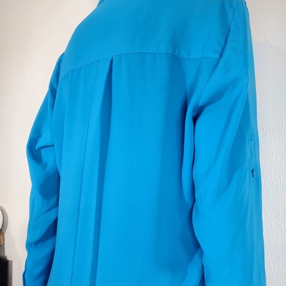 EXPRESS Blouse “The Portofino Shirt” Blue Women’s Size M Button Up - Picture 8 of 14